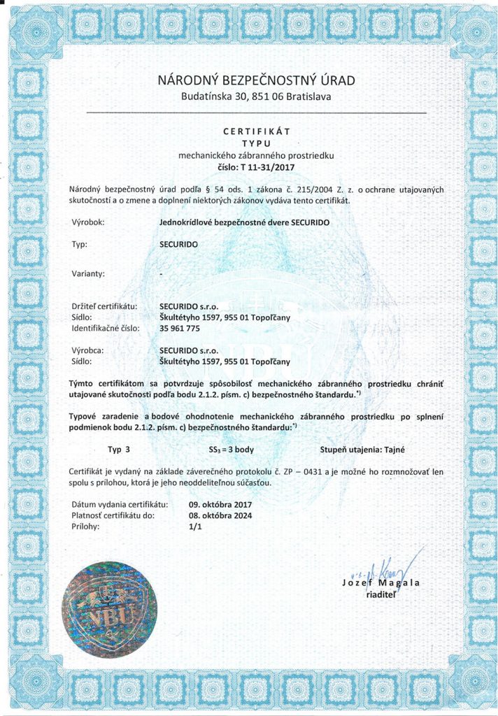 certifikát